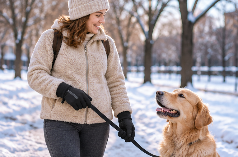 Winter dog walking