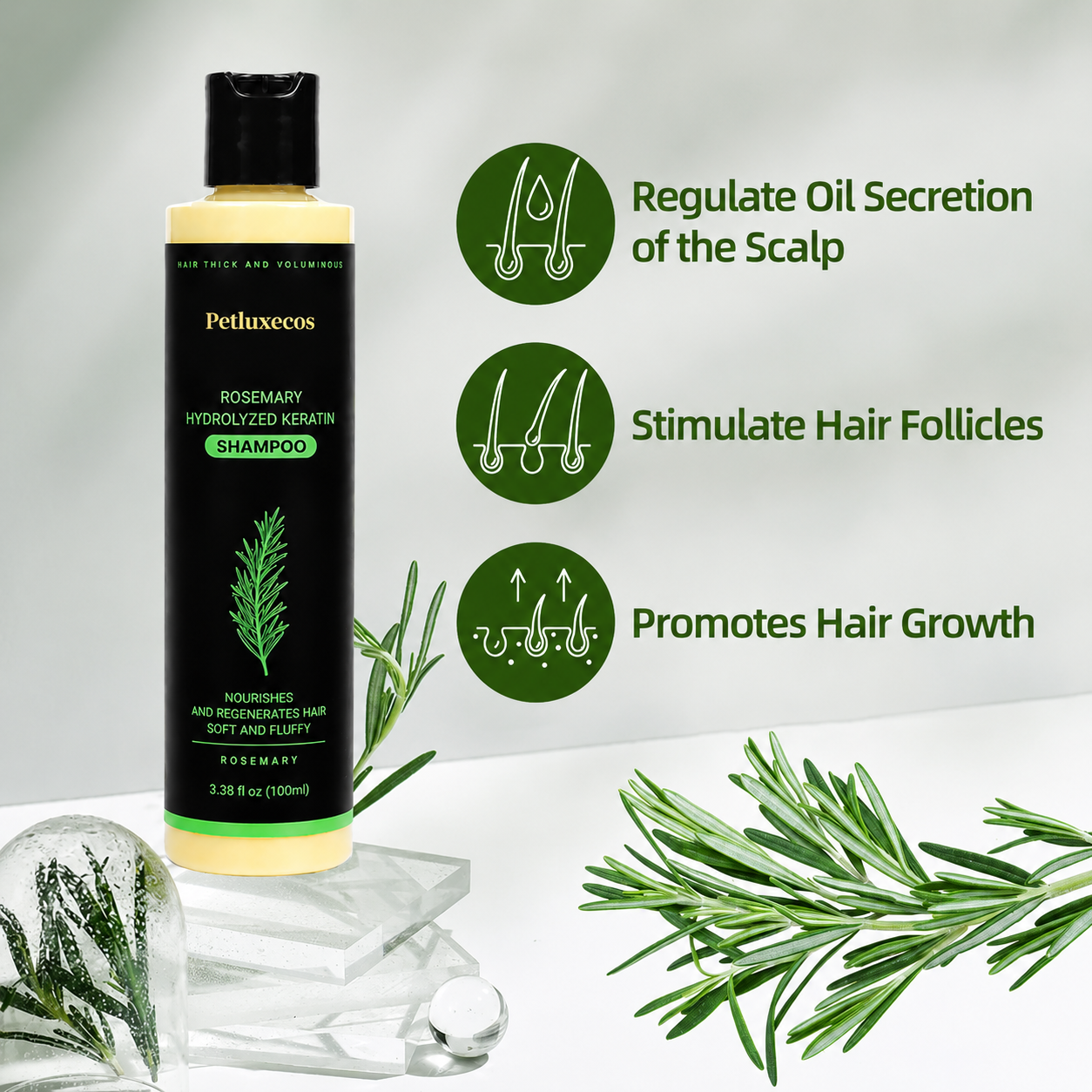🔥LAST DAY 50% OFF - Petluxecos® Organic Rosemary Hair Growth Shampoo