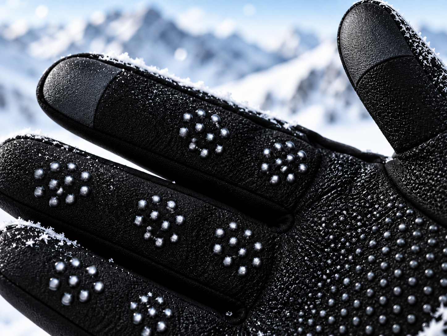 Raised dots on the palm of winter cycling glove