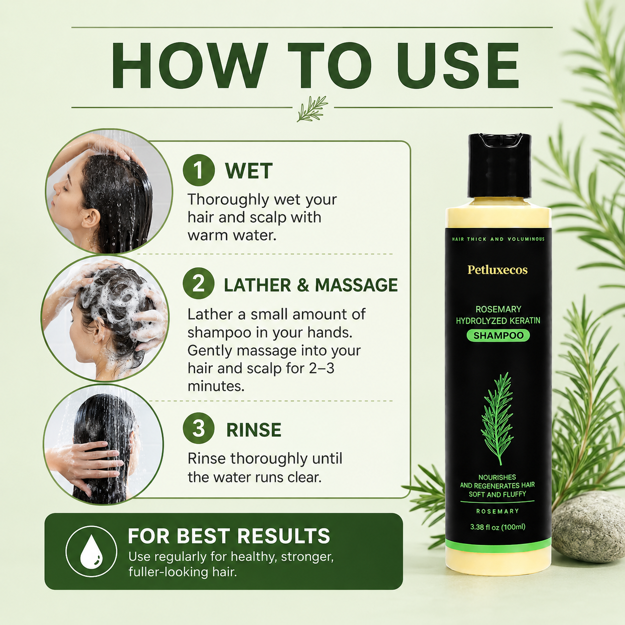🔥LAST DAY 50% OFF - Petluxecos® Organic Rosemary Hair Growth Shampoo